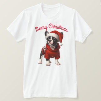 Cute French Bulldog and Santa Hat T-Shirt