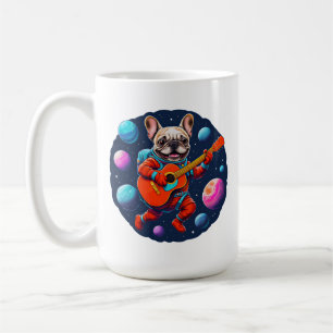 Cute French Bulldog Astronaut Playing Guitar – Fun Coffee Mug