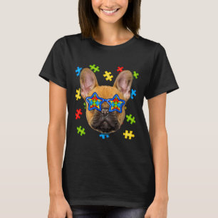Cute French Bulldog Autism Puzzle Sunglasses Puppi T-Shirt