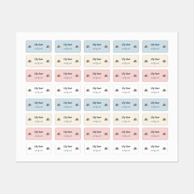 Cute French Bulldog Back to School Rainbow Labels (Sheet)