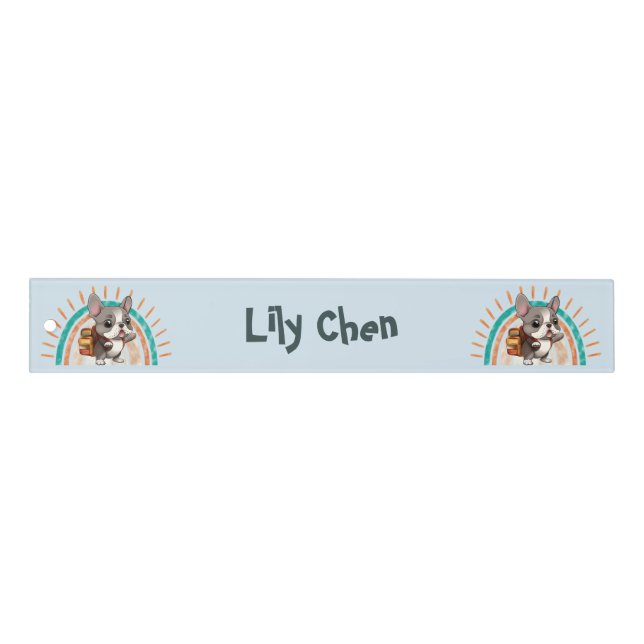 Cute French bulldog back to school rainbow Ruler (Front)