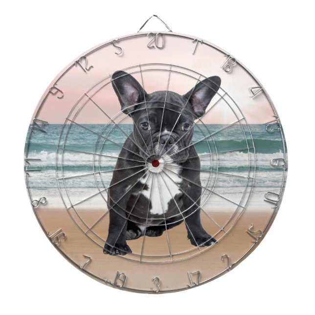 Cute French Bulldog Beach Sun Water Dart Board (Front)