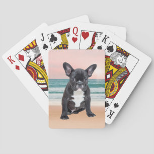 Cute French Bulldog Beach Sun Water Poker Cards
