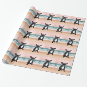 Cute French Bulldog Beach Sun Water Wrapping Paper
