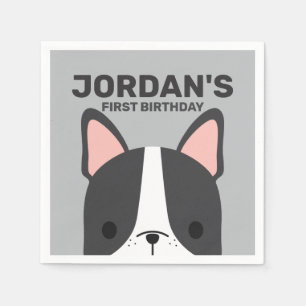 Cute French Bulldog Birthday Napkins