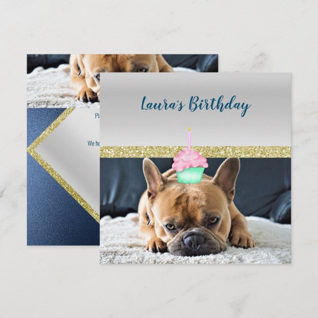 Cute French Bulldog Birthday Party INVITATION (Front/Back)