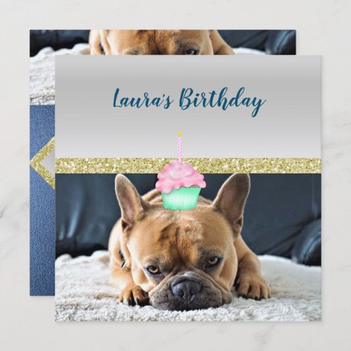 Cute French Bulldog Birthday Party INVITATION