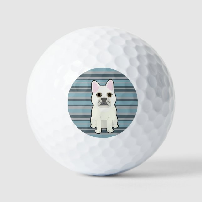 Cute French Bulldog Blue Striped Golf Balls (Front)