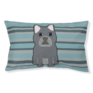 Cute French Bulldog Blue Striped Pet Bed