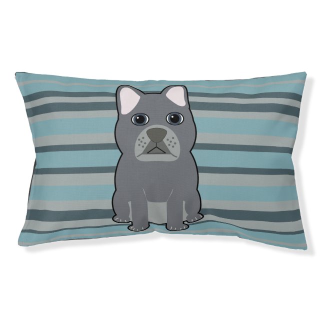 Cute French Bulldog Blue Striped Pet Bed (Front)