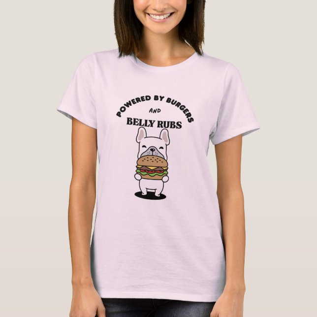 Cute French Bulldog Burger Lover Design T-Shirt (Front)