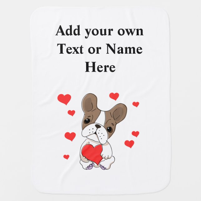 Cute French Bulldog Cartoon Baby Blanket (Front)