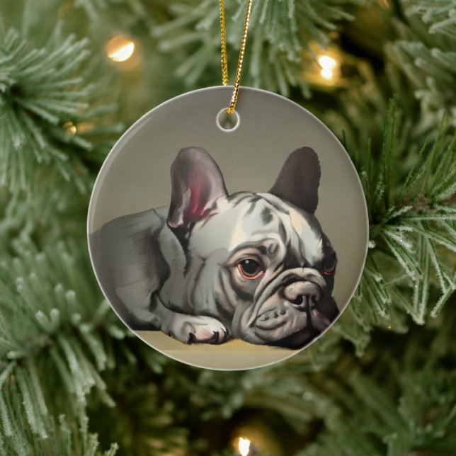 Cute french bulldog    ceramic ornament (Tree)