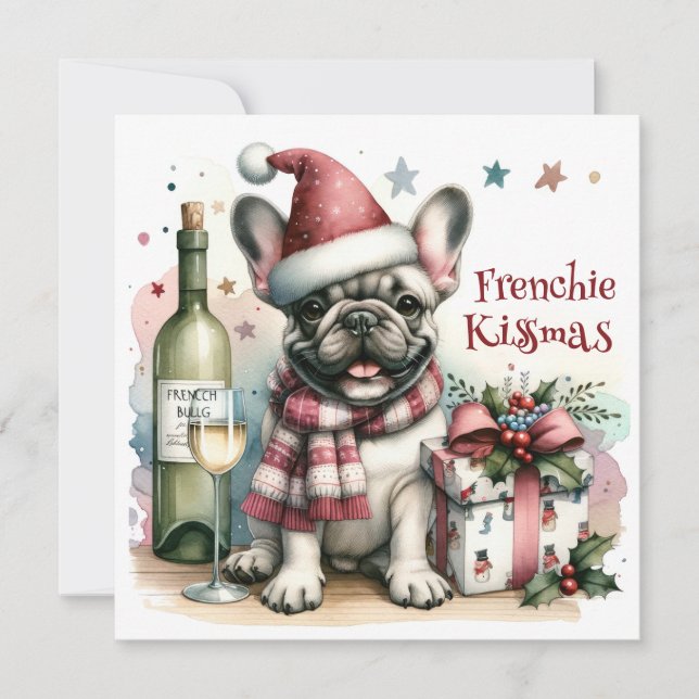 Cute French Bulldog Christmas Frenchie Funny Xmas Holiday Card (Front)