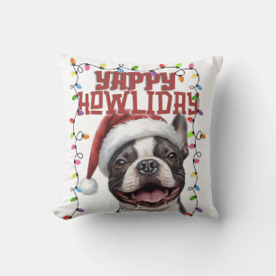 Cute French Bulldog Christmas Lights  Throw Pillow
