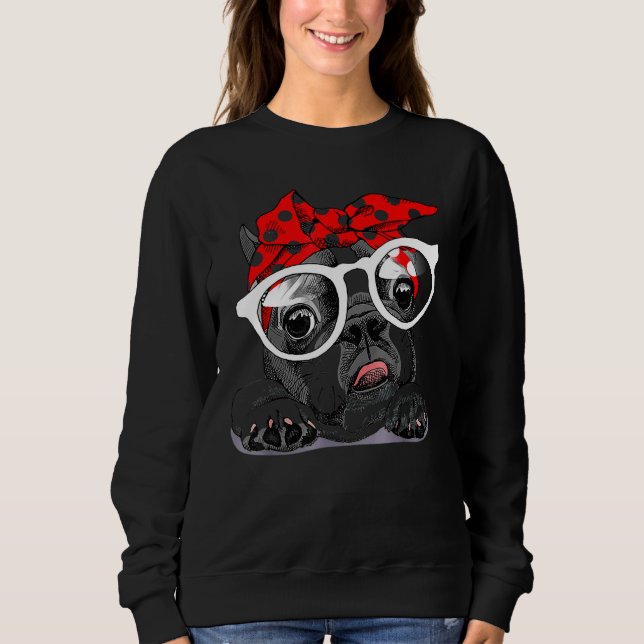 Cute French Bulldog Colorful Headband And Glasses Sweatshirt (Front)