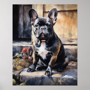 Cute French Bulldog Dog Art Print Poster