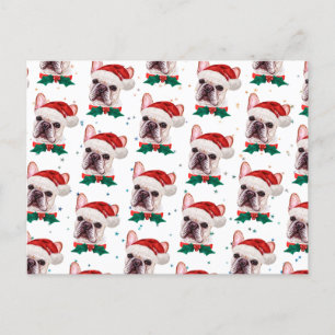 Cute French Bulldog Dog Christmas Pattern Holiday Postcard