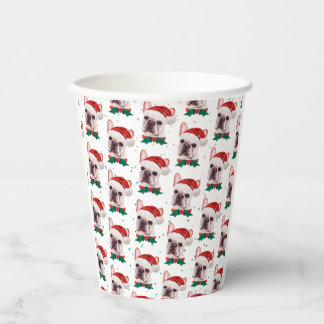 Cute French Bulldog Dog Christmas Pattern Paper Cups