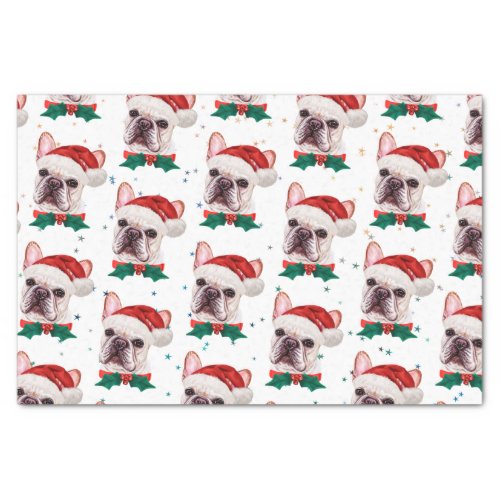 Cute French Bulldog Dog Christmas Pattern Tissue Paper