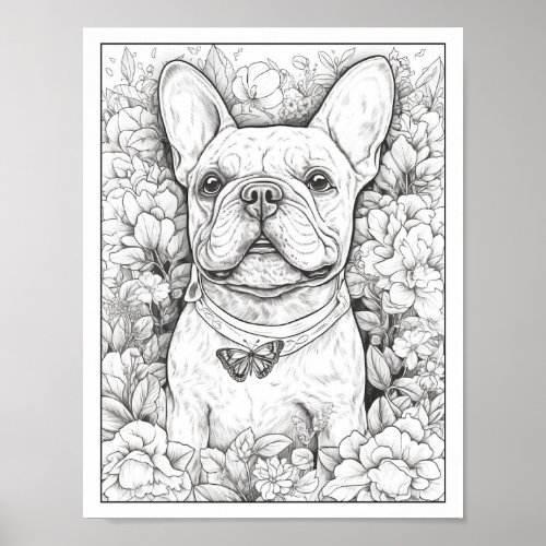 Cute French Bulldog Dog Coloring Poster