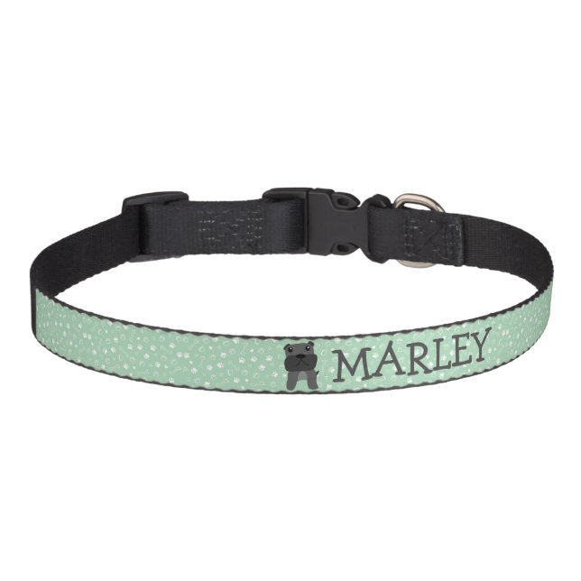 Cute French Bulldog Dog Customizable Name Pet Collar (Front)