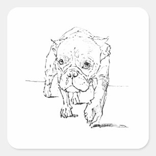 Cute French Bulldog, Dog Illustration Square Sticker