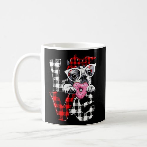 Cute French Bulldog Dog Lover Heart Plaid Valentin Coffee Mug