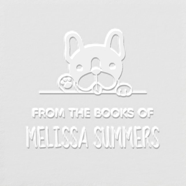 Cute French Bulldog Dog Pet Bookplate Embosser (Design)