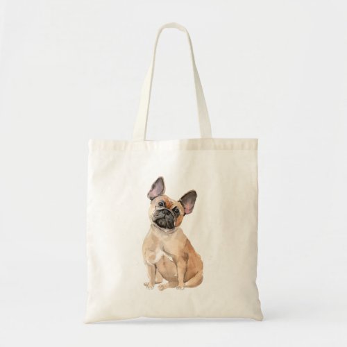 Cute French bulldog dog watercolors illustration Tote Bag