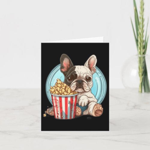 Cute French Bulldog Eating Popcorn  Card