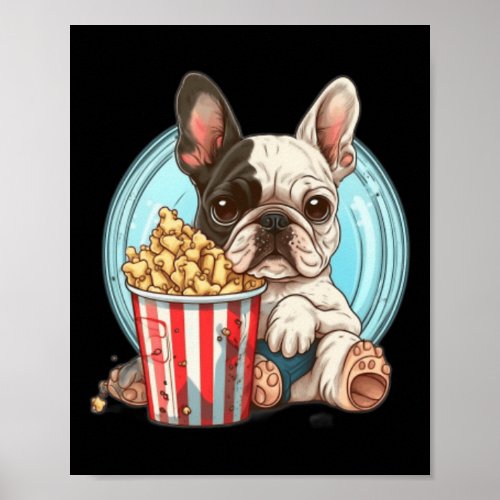 Cute French Bulldog Eating Popcorn  Poster