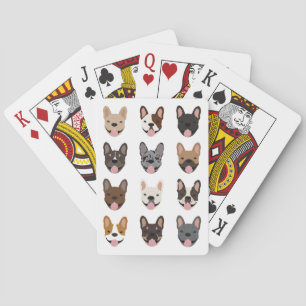 Cute French Bulldog Faces Pattern Poker Cards