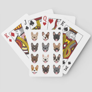 Cute French Bulldog Faces Pattern Poker Cards