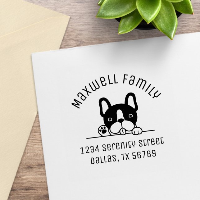 Cute French Bulldog Family Arch Address 2 Rubber Stamp (Creator Uploaded)