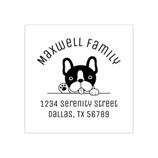 Cute French Bulldog Family Arch Address 2 Rubber Stamp