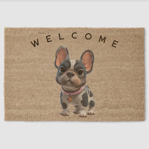 Cute French Bulldog Fiber Doormat