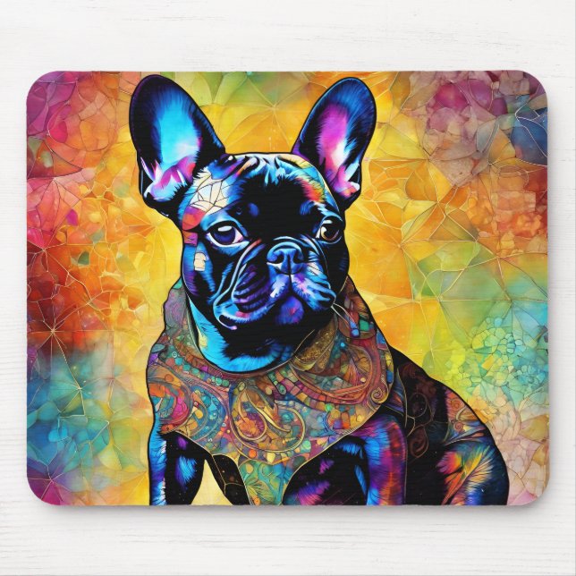 Cute French Bulldog "Frenchie" Colorful Mousepad (Front)