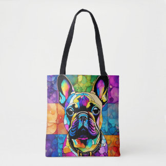 Cute French Bulldog "Frenchie" Colorful Tote