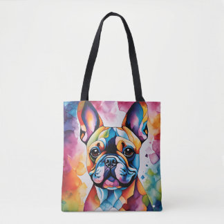 Cute French Bulldog "Frenchie" Colorful Tote Bag