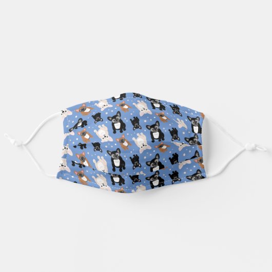 Cute French Bulldog Frenchie Puppies Adult Cloth Face Mask (Front, Unfolded)