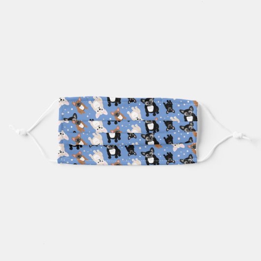 Cute French Bulldog Frenchie Puppies Adult Cloth Face Mask (Front, Folded)