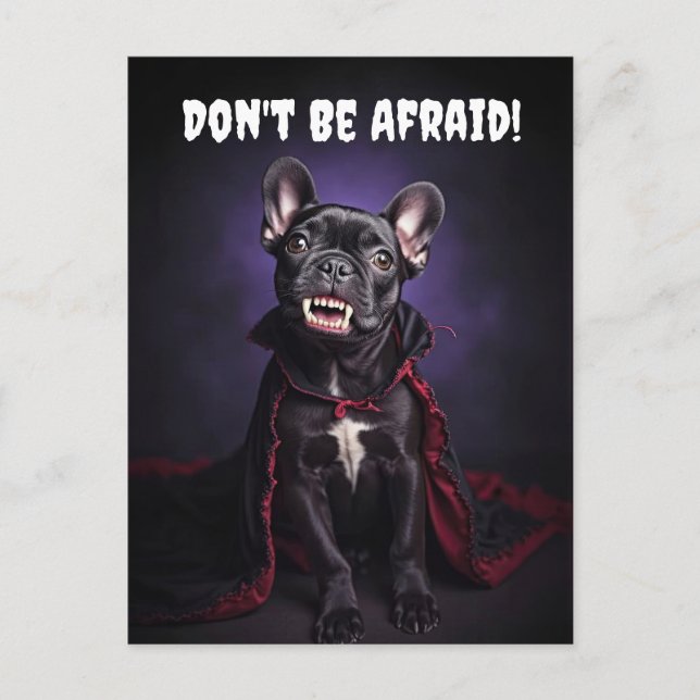 Cute French Bulldog Frenchie Vampire Halloween Holiday Postcard (Front)