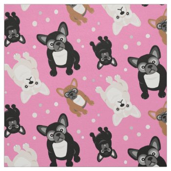 Cute French Bulldog Frenchies Custom Color Fabric by DoodleDeDoo at Zazzle