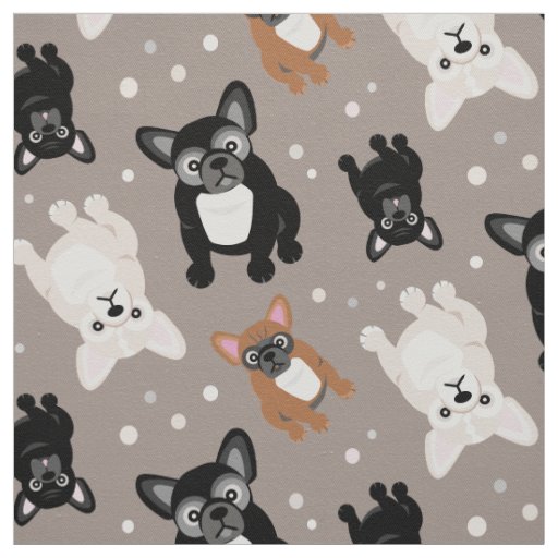 Cute French Bulldog Frenchies Custom Color Fabric