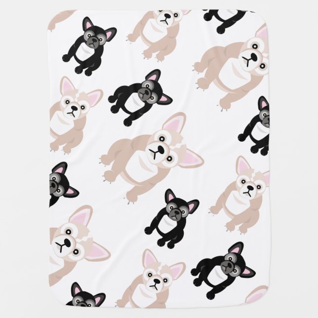 Cute French Bulldog Frenchies Pattern Receiving Blanket (Front)