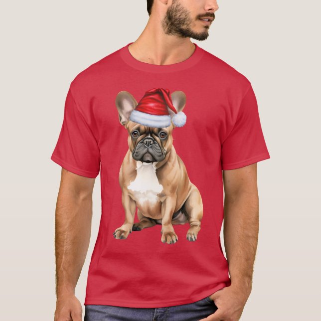 Cute French Bulldog Funny Christmas T-Shirt (Front)