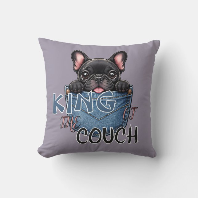 Cute French Bulldog Funny Dog Lover Throw Pillow (Front)