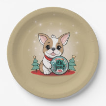 Cute French Bulldog Funny New Year's Eve Party