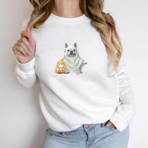 Cute French Bulldog Ghost Pumpkin Halloween Sweatshirt